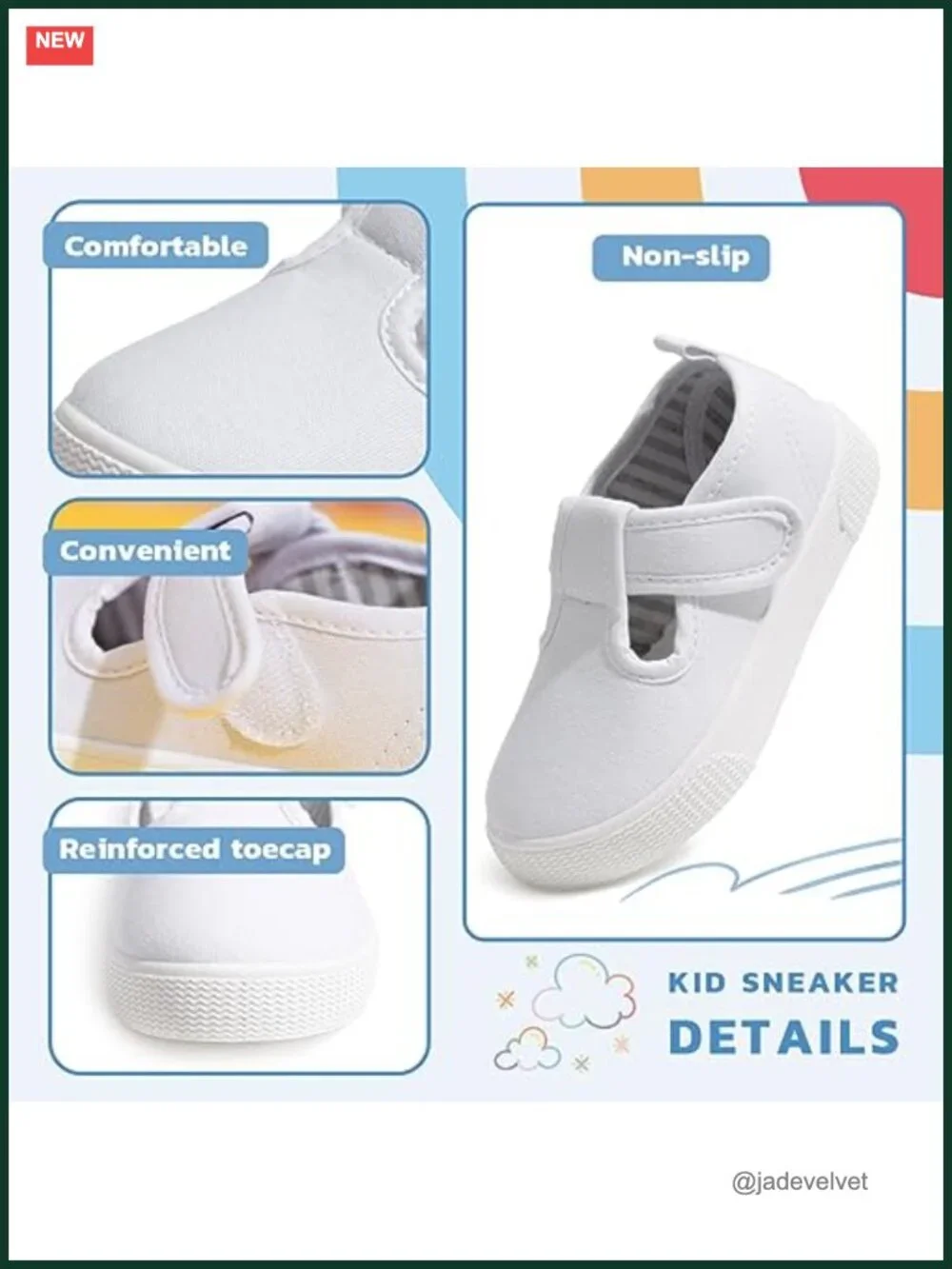 Canvas Sneakers Soft Sole T-Strap Shoes Lightweight Comfy Non Skid for Toddler